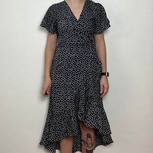 Midi Wrap Dress With Tiny Flower Print